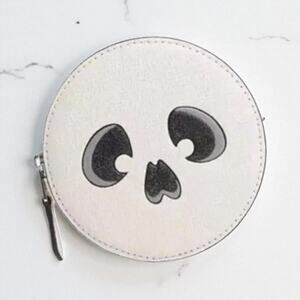 Coach Coin Case With Halloween Skull in White Leather CW935